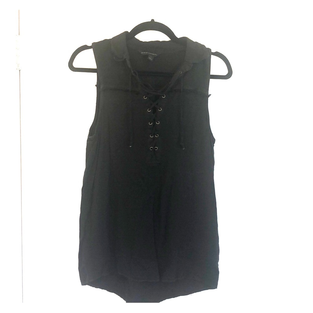 Black tie up shirt